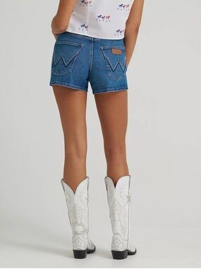 Wrangler Women's Mid-Blue High-Rise Denim Shorts